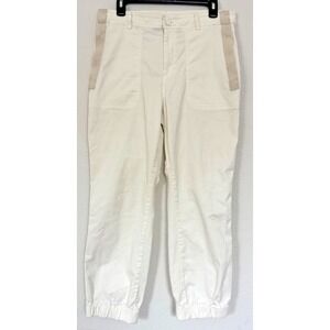By Anthropologie The Richie Slim Jogger Pants‎ Size 10 Ivory Highrise Pockets